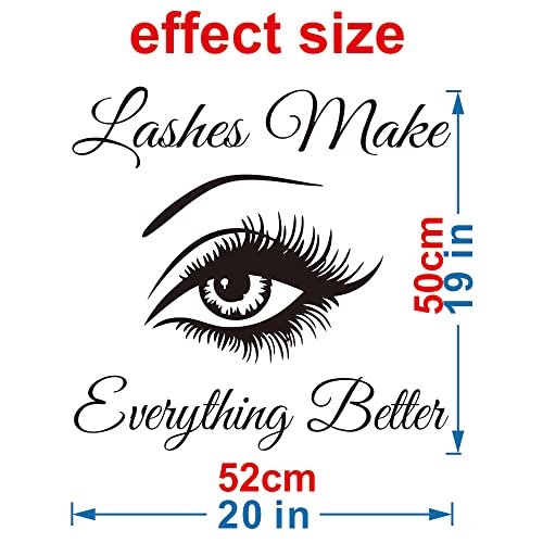 Eye-Catching Lashes Wall Decal | 20" x 19" Removable PVC Sticker