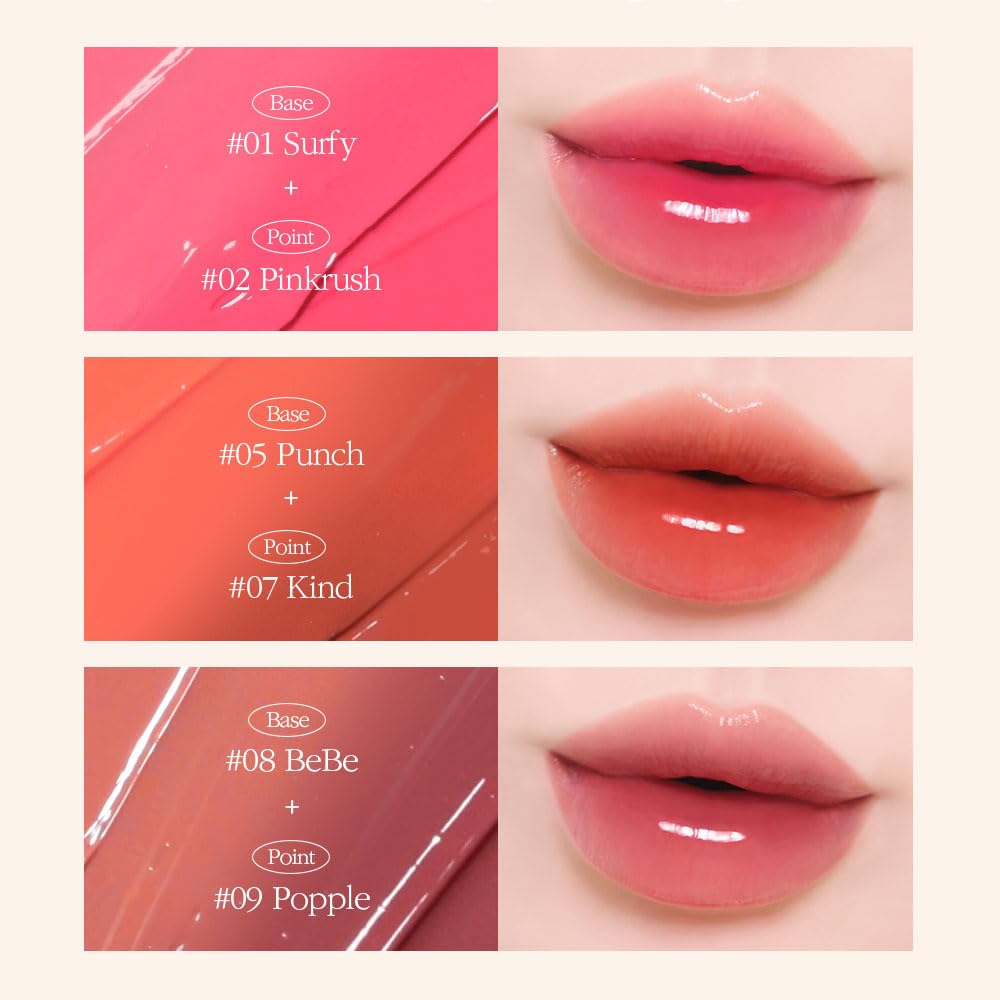 COSNORI Flow Wave Lip Tint - Vegan Glassy Lip Gloss, Lightweight & Long-lasting, Plant-derived Oil Moisturizer (11 PEACH ROSE)