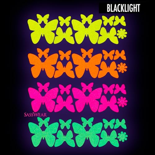 Sasswear Neon Star Body Stickers - 40pk Blacklight Glow