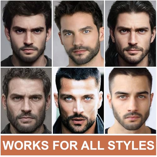 Black Beard Pencil Filler for Men - 2 PCS Beard Pen, 4-fork Tip Beard Styling Pen - Beard, Moustache & Eyebrows, Long Lasting Coverage Natural Finish, Waterproof Beard Pencil Kit for Father Male Gift