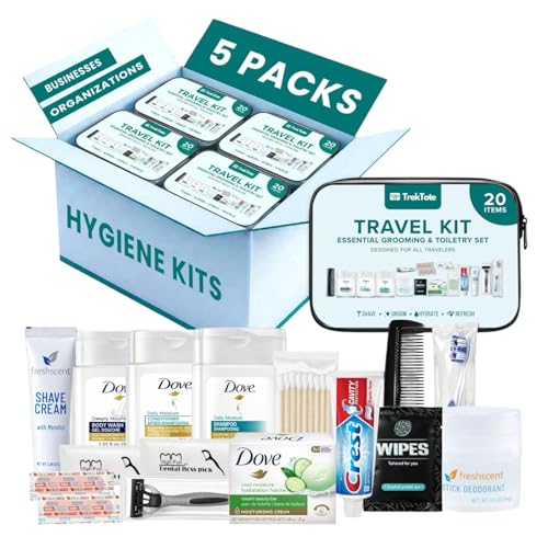 5 Pack Travel Hygiene Kits – 20-Piece Toiletries