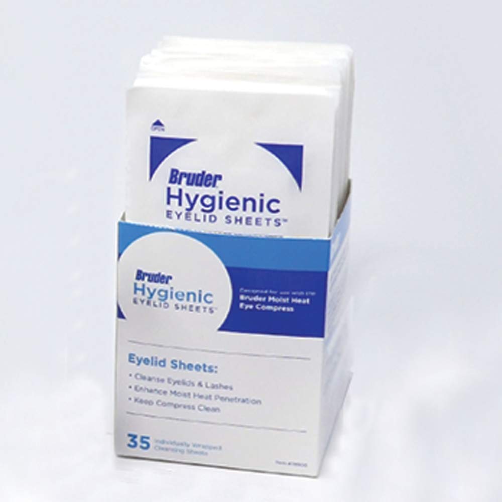 Bruder Hygienic Eyelid Cleansing Sheets Micro Fine Individually Wrapped Untreated Sheets 35 Count Box