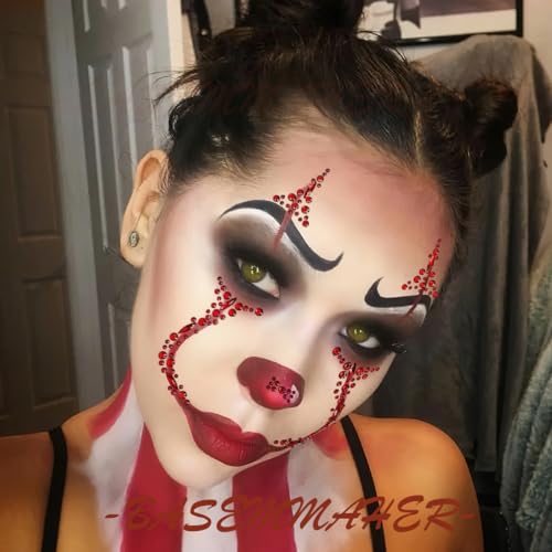 Day of the Dead Face Gems Tattoo Stickers - 2 Pack Rhinestone Skull