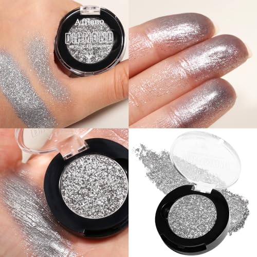 Afflano Silver Glitter Eyeshadow - Pigmented Shimmer Palette