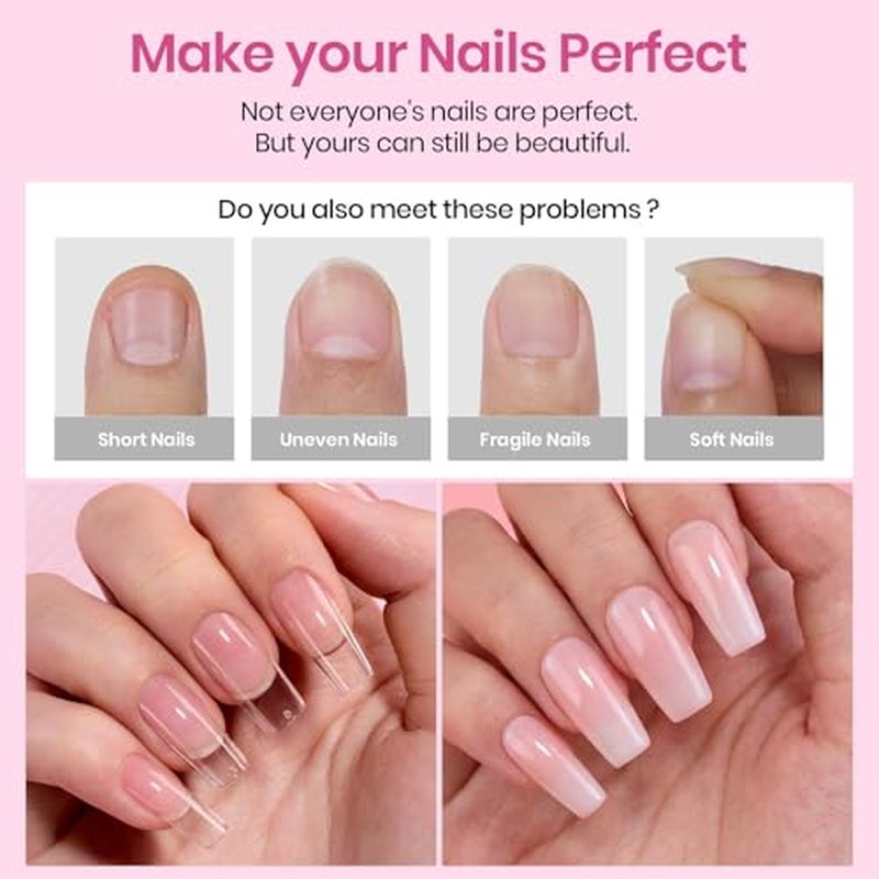 Beetles Gel Nail Tips - 384pcs Square Medium, Pre-Etched Half Matte