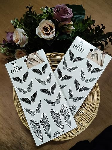 Black Angel Wings Temporary Tattoo Stickers - Pack of 2