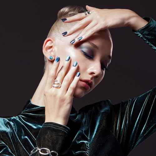 KISS imPRESS No Glue Mani Press On Nails, Color FX, 'Better Things', Dark Green, Short Size, Squoval Shape, Includes 30 Nails, Prep Pad, Instructions Sheet, 1 Manicure Stick, 1 Mini File