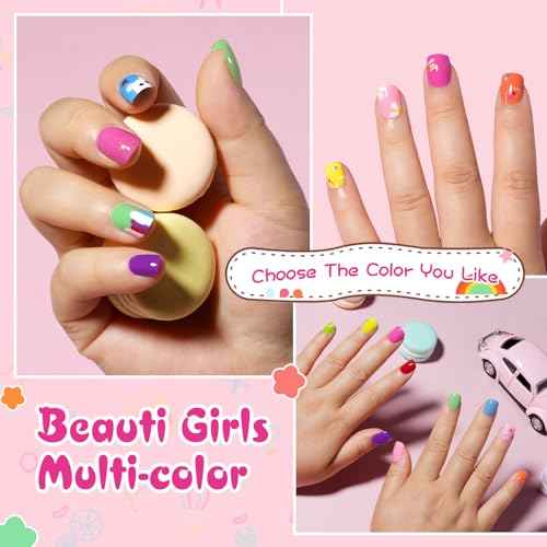 TOMICCA Kids Nail Polish - Quick Dry Non-Toxic Nail Polish Set 10 Colors, Peel Off Water Based Rainbow Nail Polish, Kids Natural Safe Nail Polish for Toddler Teen DIY Nail Art