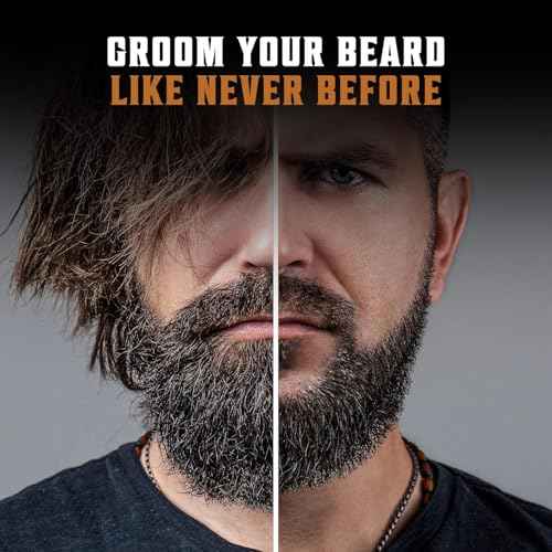 Viking Revolution Beard Brush and Comb Set with Peppermint Eucalyptus Beard Wash and Conditioner (5 Oz each) - Grooming Kit for Men with Argan and Jojoba Oils - Gifts for Men