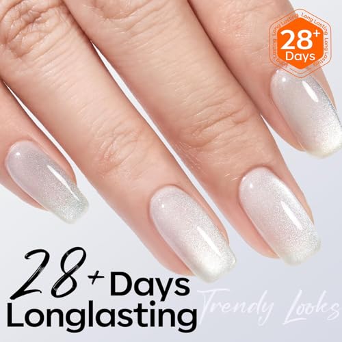 Modelones 9D Silver Cat Eye Gel Nail Polish with Magnet - Holographic 15ml
