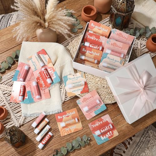 Capoda 16 Pcs Employee Appreciation Gifts Bulk Retro Boho Lip Balms You¡¯re the Balm Thank You Appreciation Gifts for Adult Women Men Coworker Team Staff Teachers Nurse Volunteer Party Favors