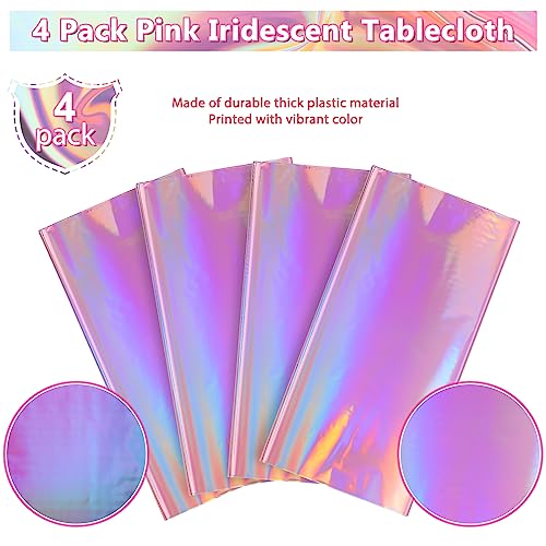 4-Pack Iridescent Pink Plastic Tablecloths 54x108