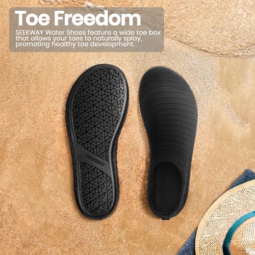 SEEKWAY Water Shoes Women Men Adult Quick-Dry Aqua Socks Barefoot Non Slip for Beach Swim River Pool Lake surf Black SK002(U)