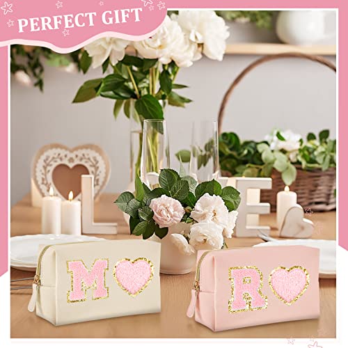 Cunno 24 Pcs Preppy Makeup Bag PU Leather Cosmetic Bag Makeup Pouch Plain Cosmetic Pouch Waterproof Toiletry Bags for Traveling Preppy Travel Purse Cosmetic Organizer
