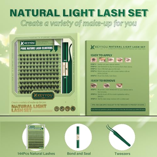 DIY Lash Clusters Kit 144Pcs Wispy Eyelash Extensions D Curl