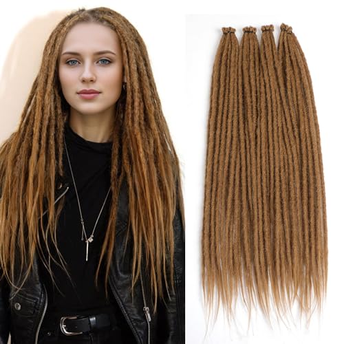 MYQUEEN Dreadlock Extensions 24 inch Blond Synthetic Crochet Hair Fake Dreads Extensions Handmade Single Ended Dreads Thin Reggae Style Dreadlock for Women 20 Strands