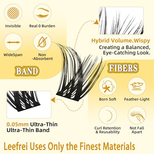Wispy Cluster Lashes 10-18mm D Curl Kit with Bond, Glue & Tweezers