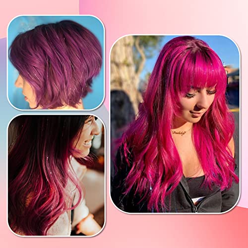 Rose Red Hair Tinsel Kit with Tools - 1200 Strands, 48 Inches