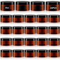 24 Pack 8oz Amber Plastic Jars with Black Lids