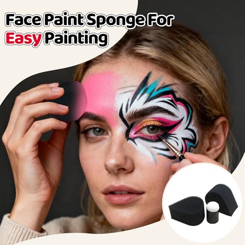 12-Piece Face Paint Brush Set with Stencils & Sponges