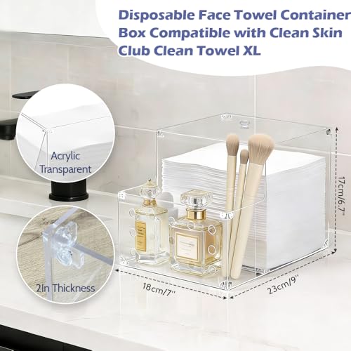 Puretalon Clear Acrylic Face Towel Holder for Clean Towels XL – Multi-Use Organizer