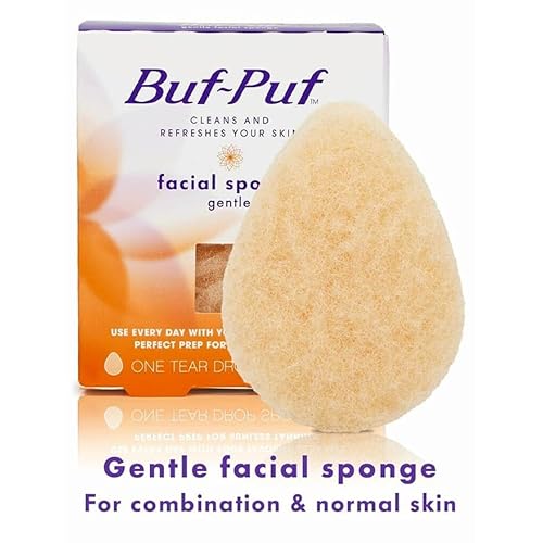 Buf-Puf Gentle Facial Sponge, Dermatologist Developed, Removes Deep Down Dirt & Makeup That Causes Breakouts and Blackheads, Reusable, Exfoliating, 1 Count