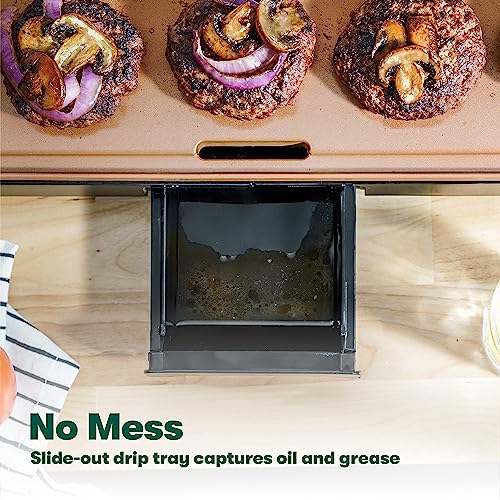 BELLA XL Electric Ceramic Titanium Griddle, Make 15 Eggs At Once, Healthy-Eco Non-stick Coating, Hassle-Free Clean Up, Large Submersible Cooking Surface, 12" x 22", Copper/Black