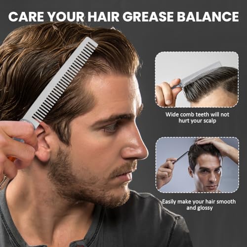2 Pieces Automatic Switch Folding Practice Combs, Stainless Steel Butterfly Comb, Switchblades Comb, Outdoor Training Pocket Combs, Hair Brush for Beard, Mustache, Hair Styling Tools