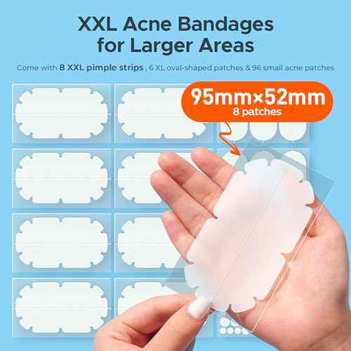 XXL Pimple Patches for Body, Large Hydrocolloid Acne Patches, 5 Sizes Big Hydrocolloid Bandages for Back, Chest, Shoulders Zit Breakouts, Blemish Stickers for Face (Oval, Dot 110 Count)
