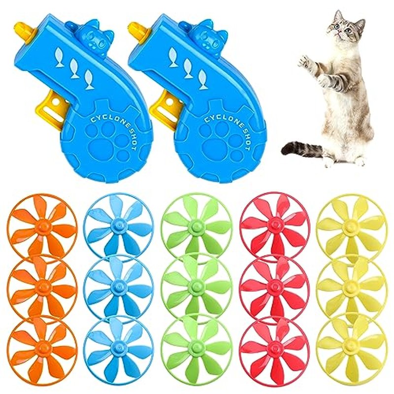 FOIMAS 17-Piece Interactive Cat Fetch Toy Set with Flying Propellers