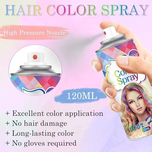 Temporary Hair Color Spray - Washable, 7 Colors, 120ML