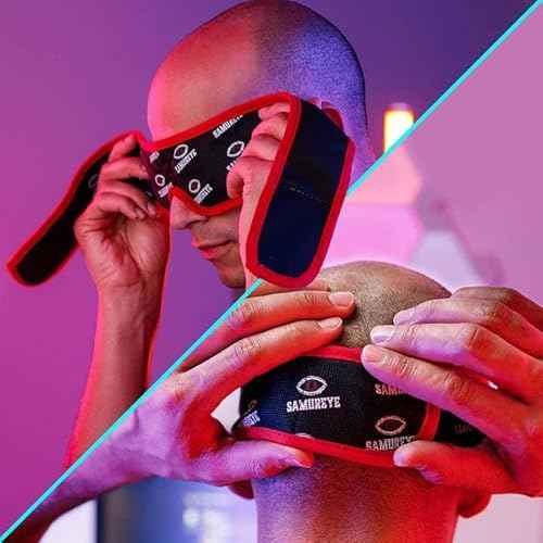 Bruder Samureye Gaming Enhancement Mask l Microwaveable moist heat mask l Improve gaming performance l Faster Reaction Times l Rejuvenates and Refreshes Eyes l Comfortable adjustable and hand washable