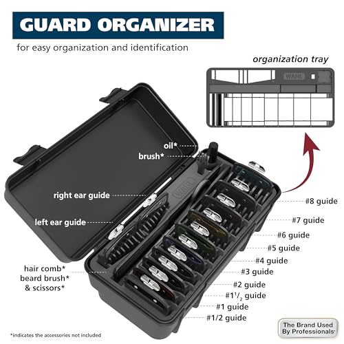Wahl Secure-Snap Colored Clipper Guards 12-Piece Set w/ Caddy