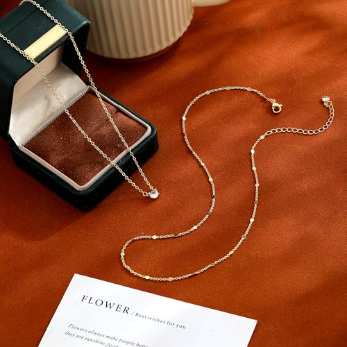 Coshilta Layered 14K Gold Plated Sterling Silver Necklace Set with Cubic Zirconia - CZ Pendant, Dainty, Stackable, Personalized Jewelry Gift - Model C-N0518-CZ