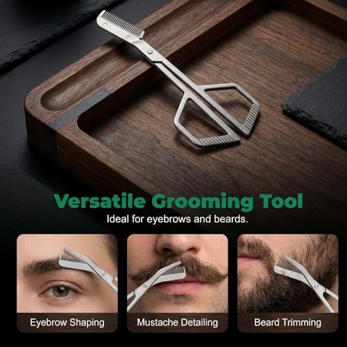 Stainless Steel Eyebrow Scissors with Comb - Precision Trimming Tool