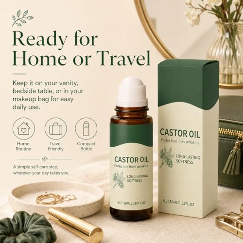 Organic Cold-Pressed Castor Oil Roll-on for Skin & Hair