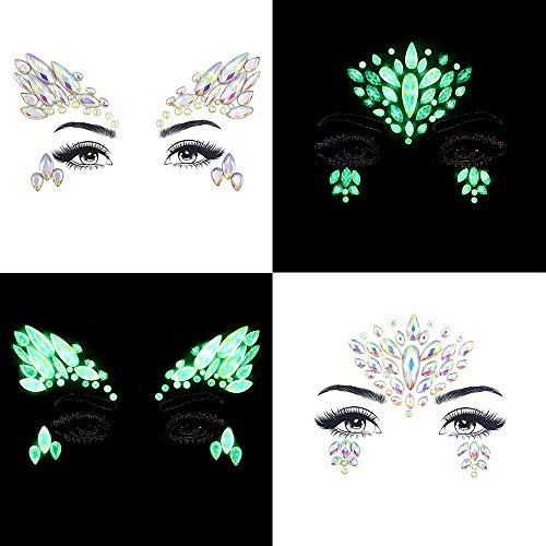 Noctilucent Face Gems Glow-in-Dark Rhinestone Stickers
