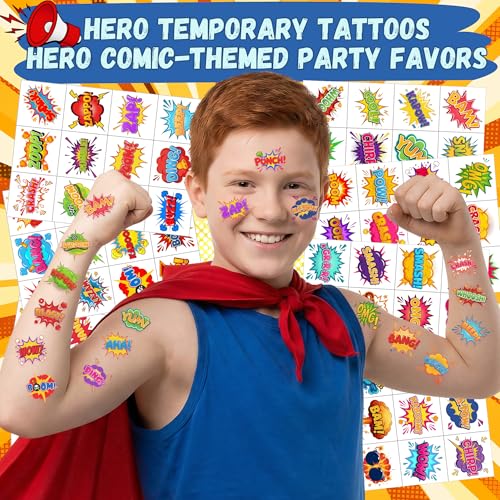 96pc Hero Temporary Tattoos - Party Favors & Classroom Prizes