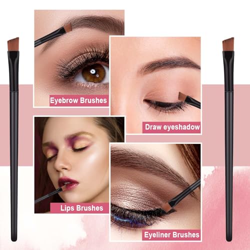 50Pcs Angled Eyebrow Brush Set - Professional Flat Brow & Makeup Applicator