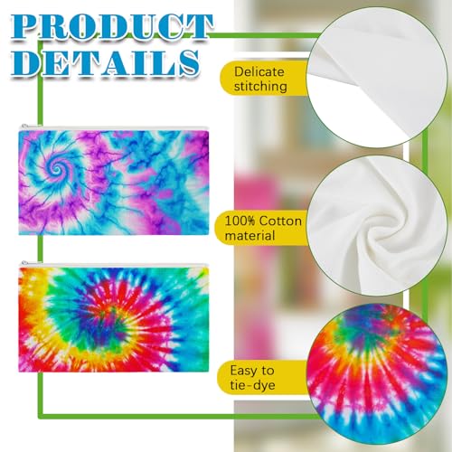 Sanwuta 20 Pcs Cotton Makeup Bags for Tie Dying Items Things to Tie Dye Blank Pure Cotton Pencil Case Cosmetic Bags for Large Groups Dye Party Project(12.5X 7'')