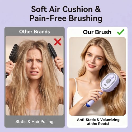 Rechargeable Steam Hair Brush - Detangling Straightener