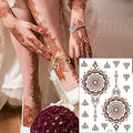 Brown Temporary Tattoo Stickers 8 Sheets Henna Stickers Exquisite Lace Mandala Waterproof Fake Tattoos stickers Parties Decoration Suppliers Flower Design for Women Arm Legs Body Art Party Decorations