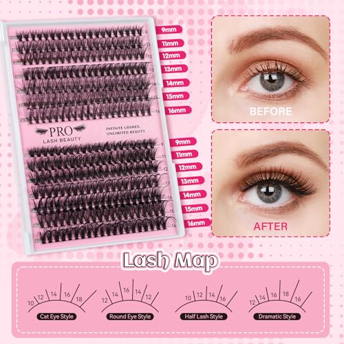 Lash Clusters Kit 280 Pcs - 30D+40D Individual Lashes