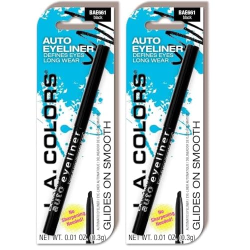 L.A. COLORS Automatic Eyeliner Pencil (Carded), Black CBAE661A (Pack of 2)