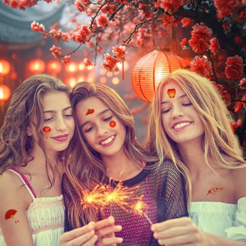 Chinese New Year Temporary Tattoos - Red & Gold Festival Designs
