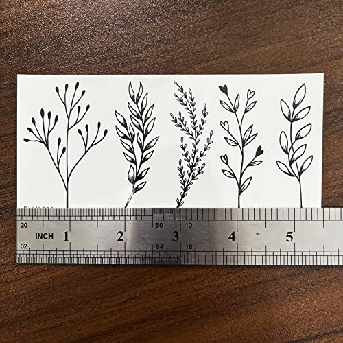18 Sheets Temporary Tattoos Realistic Floral Black