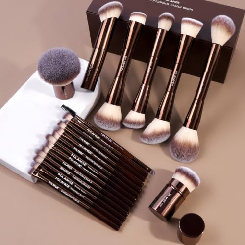 MAANGE 20-Piece Makeup Brush Set with Gift Box - Coffee Brown