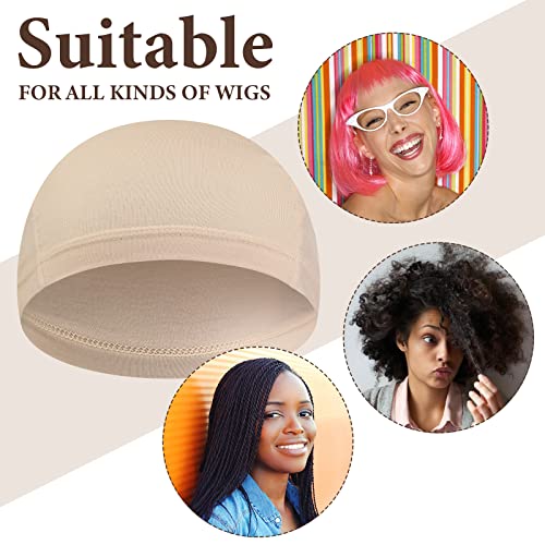 4 Pcs Bamboo Fiber Wig Cap Bamboo Wig Liner Cap for Women Hairloss Elastic Breathable Bald Cap Under Wigs (Beige)