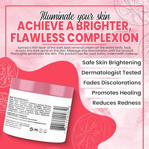 Clear Essence Exclusive Medicated Fade Creme With Sunscreen - Fade Cream For Dark Spots - Beauty Cream for Glowing Skin Complexion - Skin Care (4 Oz.)