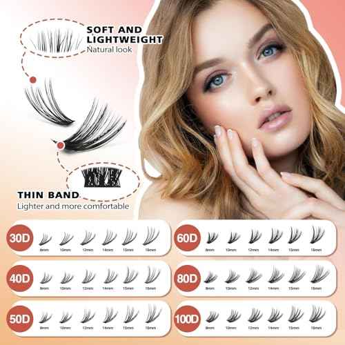 Volume Lash Clusters Kit 30-100D DIY Eyelash Extension 708pcs Thick Individual Lashes 8-16mm with Lash Bond and Seal, Tweezers, Brush, Super Thin Band False Eyelashes EPUDY FIHSALA